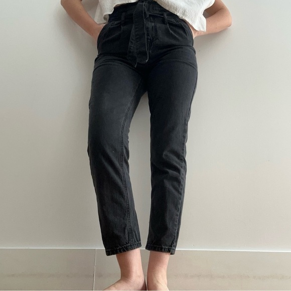 Dance & Marvel Denim - DANCE & MARVEL WASHED BLACK PAPERBAG JEANS - S